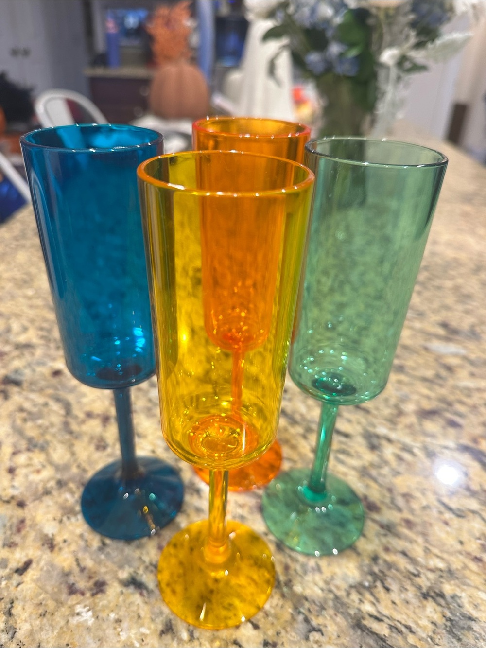 Target Multicolor Acrylic Champagne Flutes - Blue, Yellow, Orange, Green
